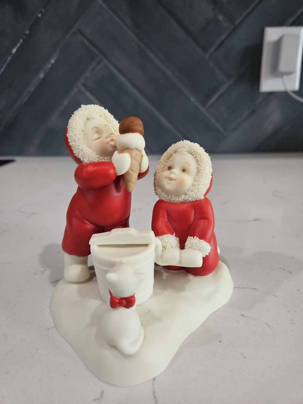 Vintage Department 56 Snowbabies   "Homemade Ice Cream Is Best"